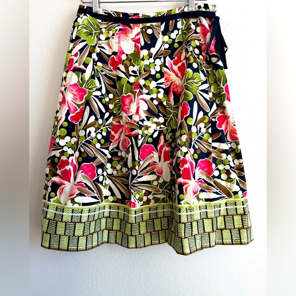 Talbots Floral Colorful Pleated A Line Midi Lined Zip Skirt‎ Women’s 10 Petite - Picture 2 of 12